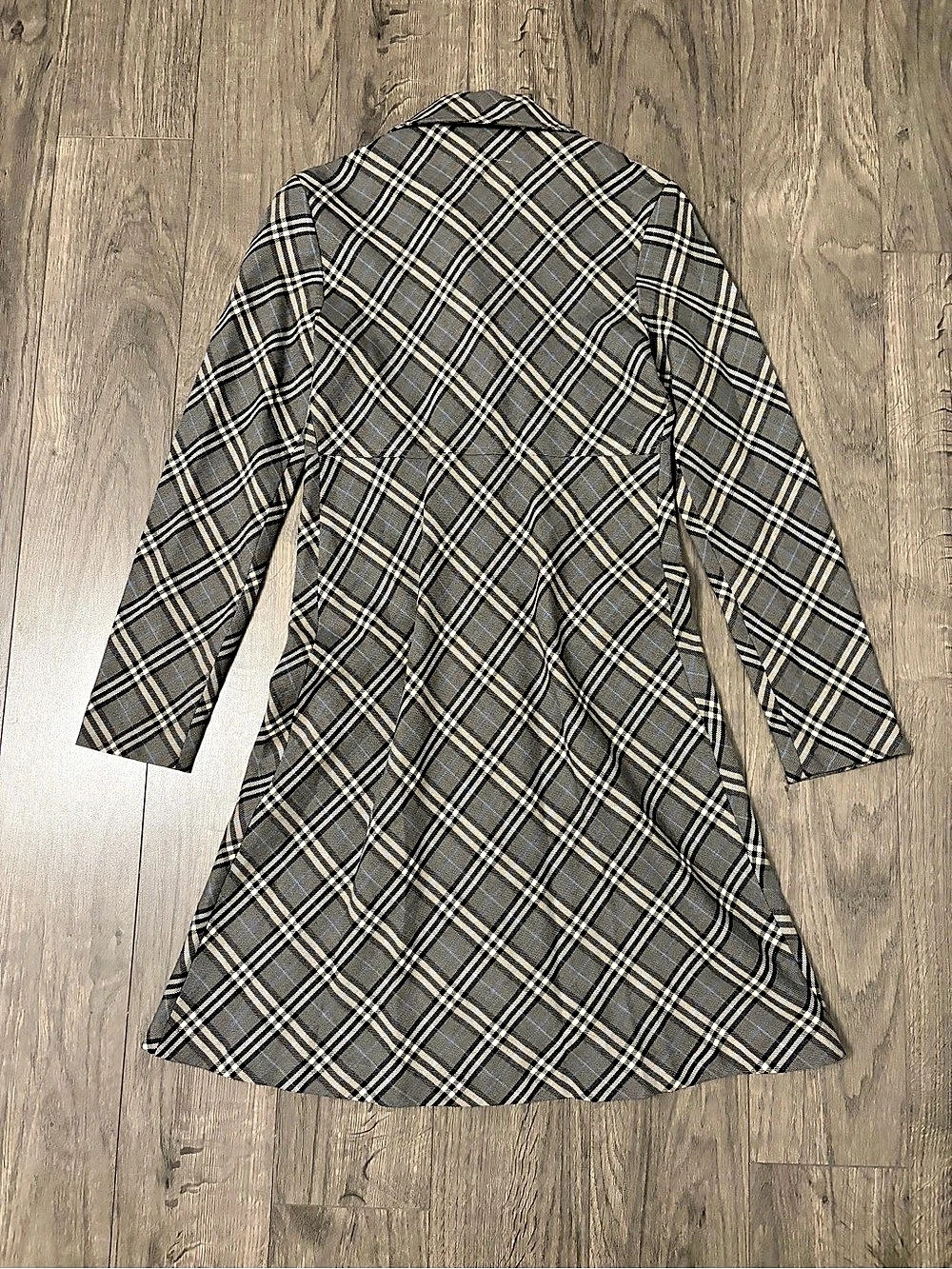Burberry Plaid Trench Coat Gray & Black - Picture 2 of 8